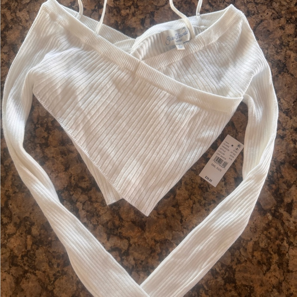 Pac Sun White Ribbed Off-Shoulder Crop Top